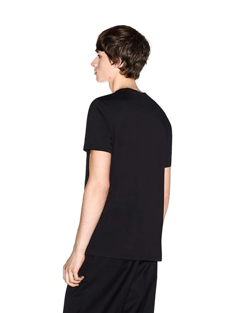 T-SHIRT MANICA CORTA CON STAMPA A CONTRASTO UOMO NERO