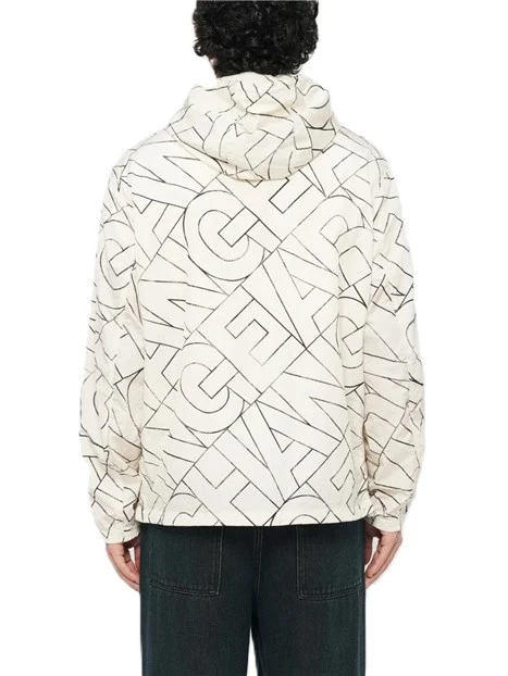 GIACCA CON CAPPUCCIO CON STAMPA LETTERING ALL OVER UOMO BIANCO