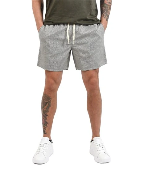 COSTUME BOXER  CON ELASTICO E COULISSE STAMPA ALL OVER LOGO UOMO GRIGIO