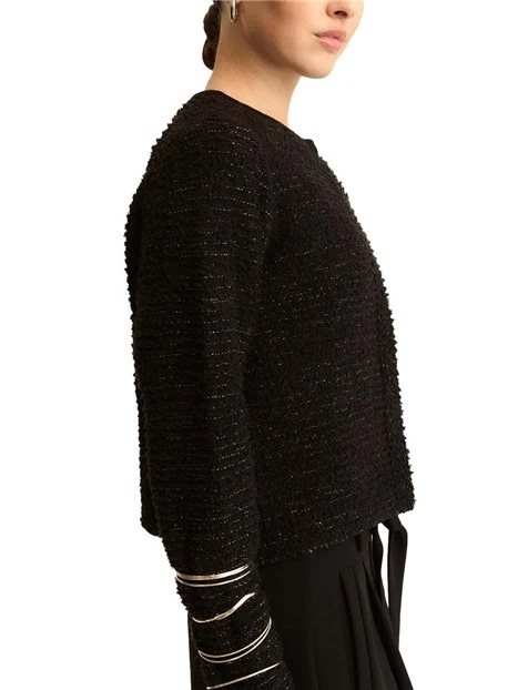 CARDIGAN IN MAGLIA CON BOTTONE DONNA NERO