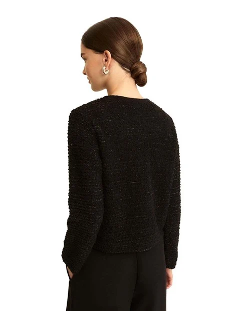 CARDIGAN IN MAGLIA CON BOTTONE DONNA NERO