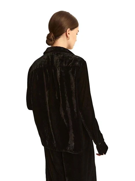 CAMICIA IN VELLUTO MORBIDO DONNA NERO