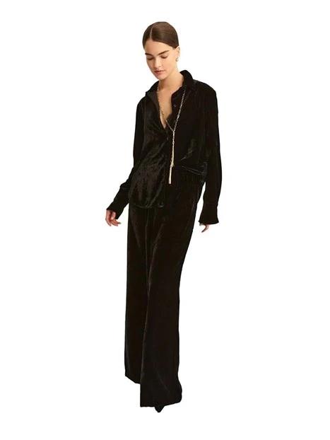 CAMICIA IN VELLUTO MORBIDO DONNA NERO
