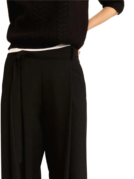 PANTALONI PALAZZO IN CRÊPE FLUIDO DONNA NERO
