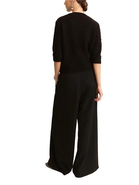 PANTALONI PALAZZO IN CRÊPE FLUIDO DONNA NERO