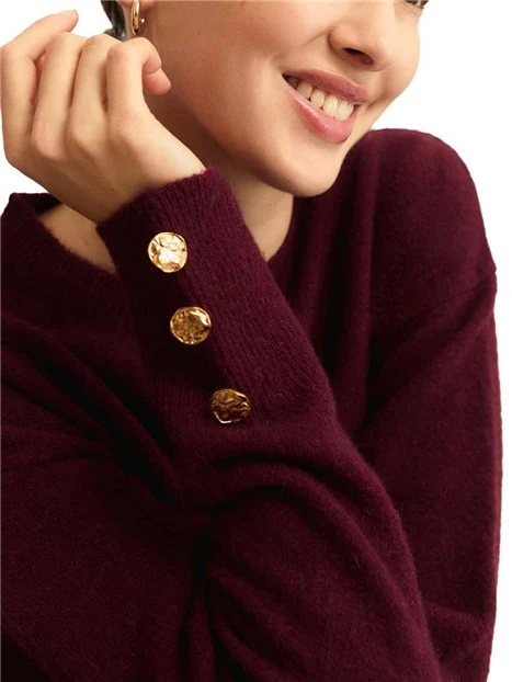 MAGLIA GIROCOLLO IN MISTO LANA ALPACA DONNA BORDEAUX