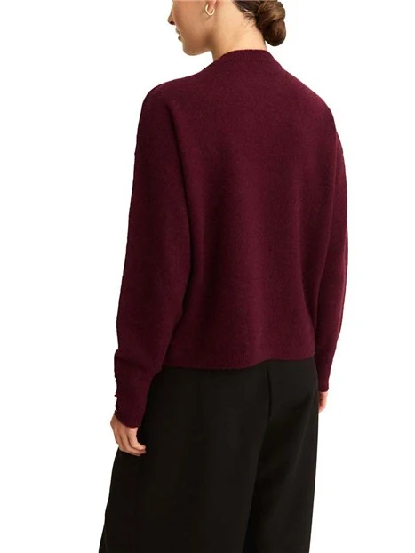 MAGLIA GIROCOLLO IN MISTO LANA ALPACA DONNA BORDEAUX