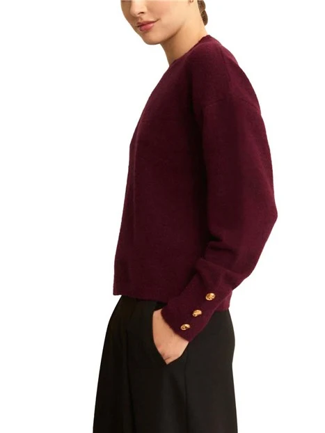 MAGLIA GIROCOLLO IN MISTO LANA ALPACA DONNA BORDEAUX