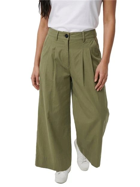 PANTALONI PALAZZO IN COTONE VITA ALTA  DONNA VERDE