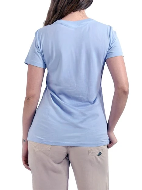 T-SHIRT MANICA CORTA CON LOGO RICAMATO IN STRASS DONNA LILLA