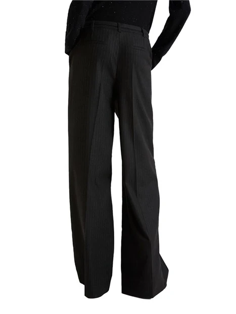 PANTALONI PALAZZO IN FLANELLA GESSATO DONNA NERO