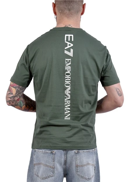 T-SHIRT MANICA CORTA IN JERSEY DI COTONE CON LOGO EA7 UOMO VERDE