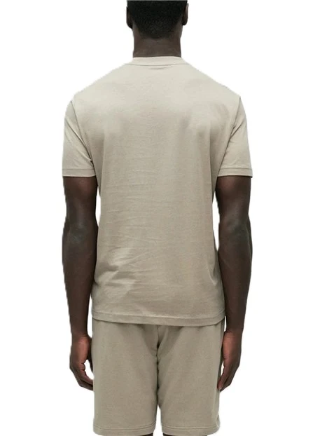 T-SHIRT MANICA CORTA IN JERSEY DI COTONE TRASPIRANTE CON LOGO STAMPATO BEIGE