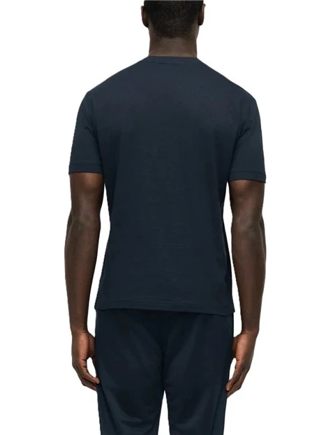 T-SHIRT MANICA CORTA IN JERSEY DI COTONE TRASPIRANTE CON LOGO STAMPATO BLU SCURO