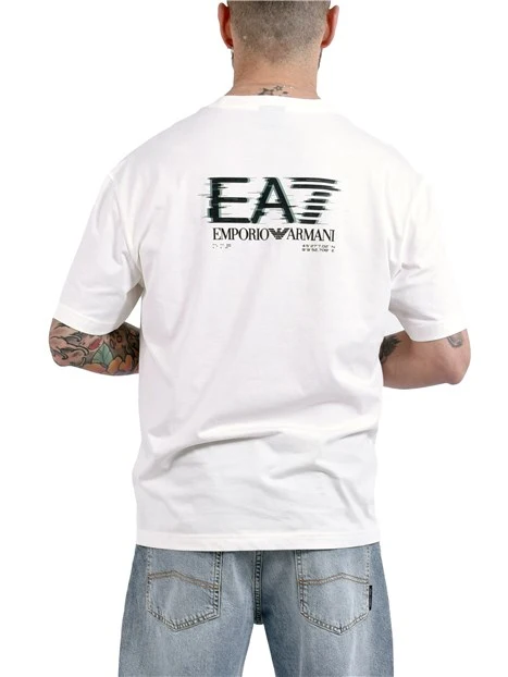 T-SHIRT MANICA CORTA IN JERSEY DI COTONE CON LOGO EA7 UOMO BIANCO