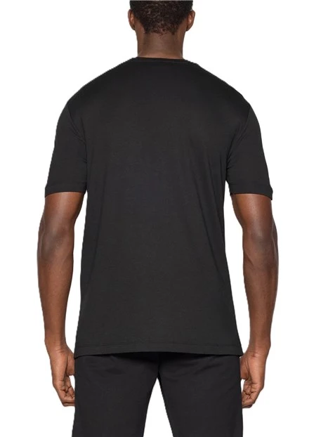T-SHIRT MANICA CORTA CON LOGO APPLICATO UOMO NERO