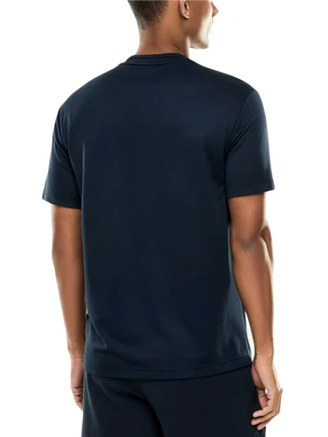T-SHIRT MANICA CORTA IN JERSEY DI COTONE CON LOGO FRONTALE A CONTRASTO UOMO BLU