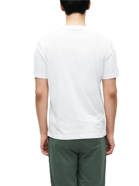 T-SHIRT MANICA CORTA CON BANDIERINA E DETTAGLIO TAPE SULLE SPALLE UOMO BIANCO
