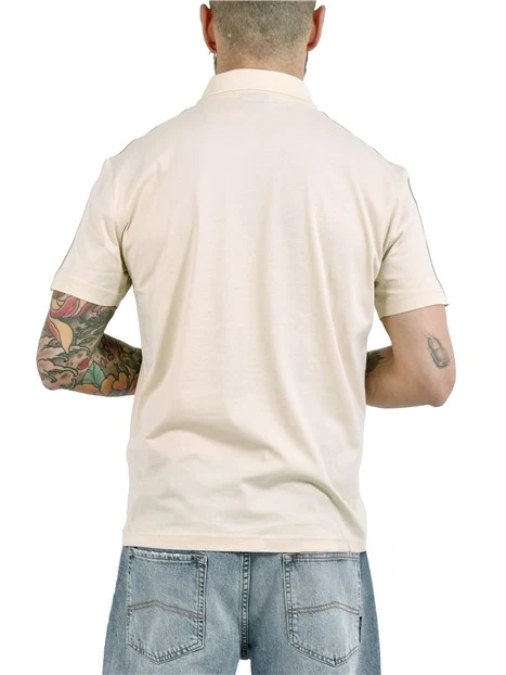 POLO IN JERSEY DI COTONE CON DETTAGLIO A CONTRASTO SULLE SPALLE UOMO GRIGIO