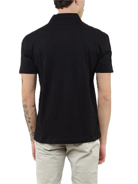 POLO IN JERSEY DI COTONE CON DETTAGLIO A CONTRASTO SULLE SPALLE UOMO NERO