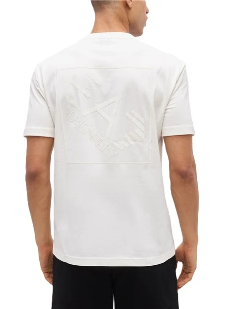 T-SHIRT MANICA CORTA IN COTONE  CON LOGO E MAXI STAMPA SUL RETRO UOMO BIANCO