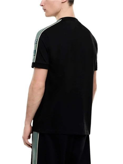 T-SHIRT MANICA CORTA IN COTONE CON INSERTI SULLE SPALLE UOMO NERO