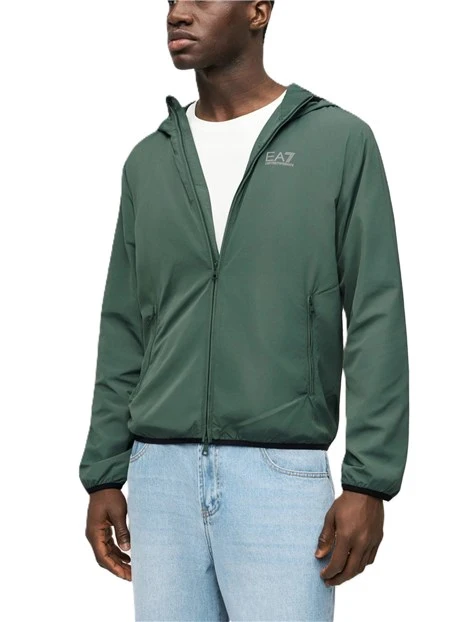 GIACCA CON CAPPUCCIO FODERATO E ZIP IN DOPPIA DIREZIONE UOMO VERDE