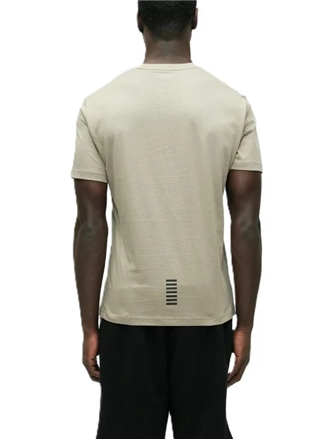 T-SHIRT IN JERSEY DI COTONE CON LOGO E DETTAGLIO GRAFICO UOMO BEIGE