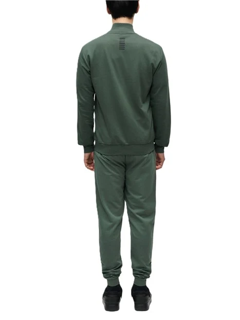 TUTA IN COTONE CON COLLETTO ALLA COREANA E ZIP UOMO VERDE