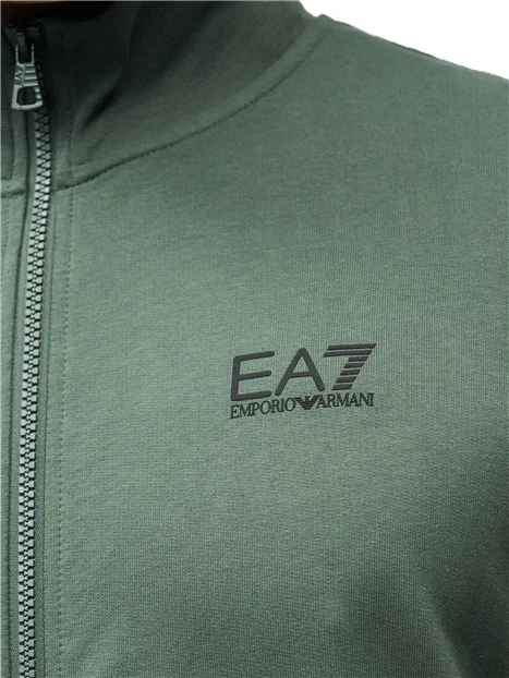 TUTA IN COTONE CON COLLETTO ALLA COREANA E ZIP UOMO VERDE