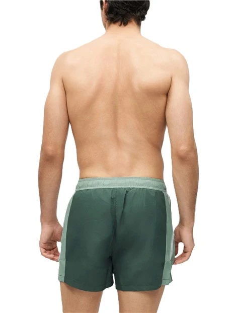 COSTUME BOXER CON FASCA ELASTICA A CONTRASTO E COULISSE UOMO VERDE