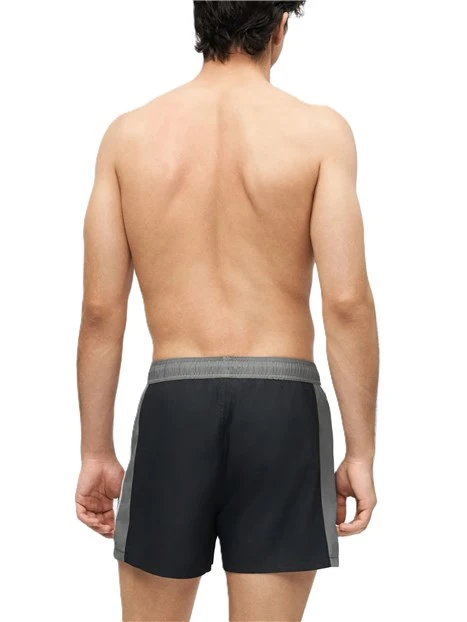 COSTUME BOXER CON FASCA ELASTICA A CONTRASTO E COULISSE UOMO NERO