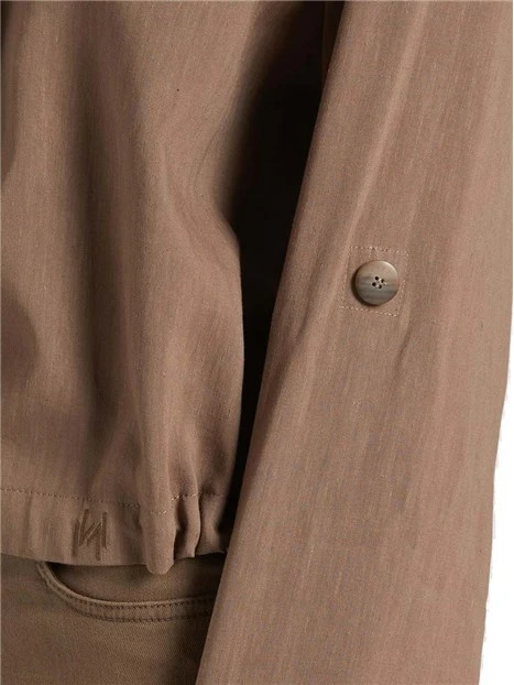 GIACCA CORTA SCOLLO A REVER CON LACCETTO DONNA MARRONE