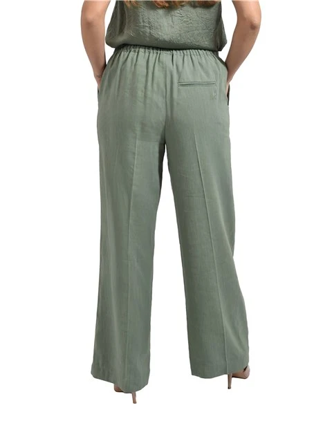 PANTALONI PALAZZO FLUIDI CON COULISSE DONNA VERDE