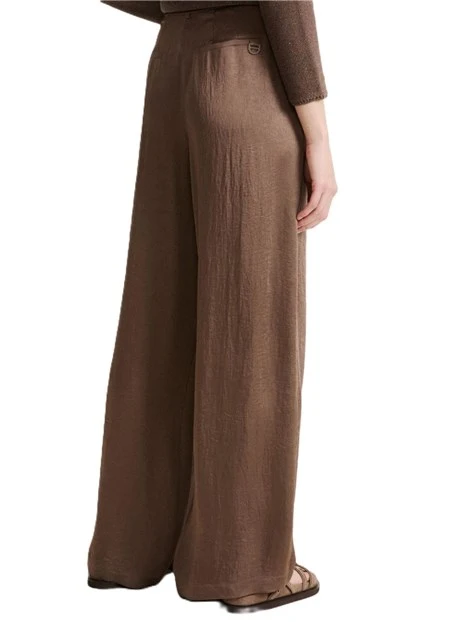 PANTALONI PALAZZO EFFETTO STROPICCIATO DONNA MARRONE