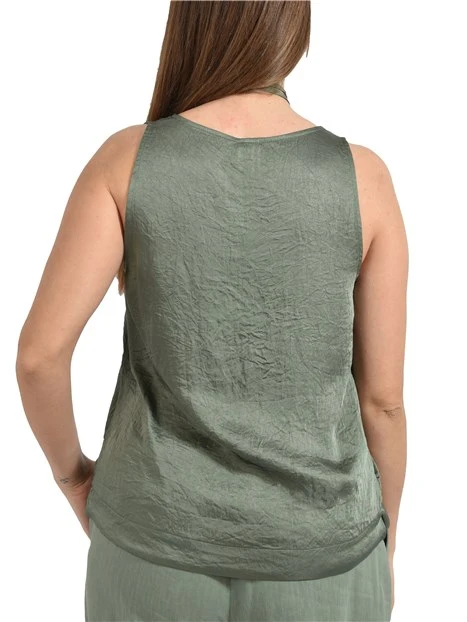 TOP CON DETTAGLIO FLOREALE DONNA VERDE
