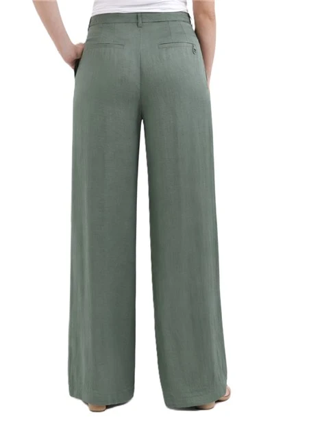 PANTALONI PALAZZO EFFETTO STROPICCIATO DONNA VERDE