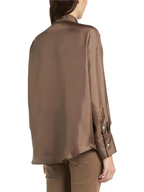 CAMICIA IN TWILL PURA SETA DONNA MARRONE