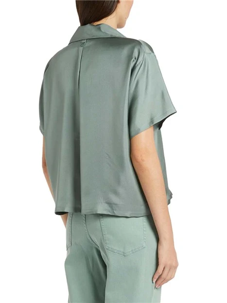 CAMICIA MANICA CORTA COLLO AMPIO DONNA VERDE