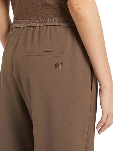 PANTALONI A SIGARETTA  TASCHE LATERALI CON DETTAGLI IN SETA DONNA MARRONE