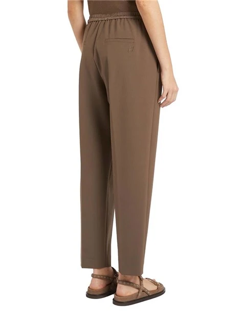 PANTALONI A SIGARETTA  TASCHE LATERALI CON DETTAGLI IN SETA DONNA MARRONE