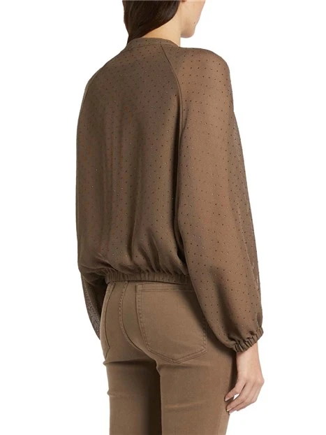 GIACCA CORTA CON CERNIERA CON STRASS DONNA MARRONE