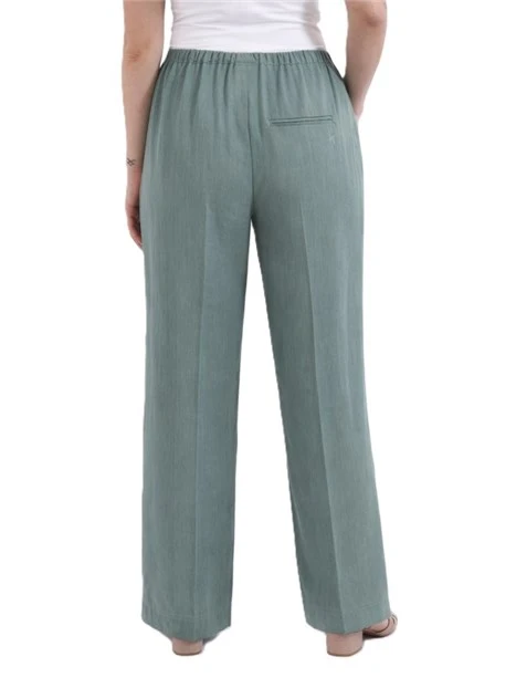 PANTALONE CROPPED IN MISTO COTONE STRETCH E 5 TASCHE DONNA VERDE