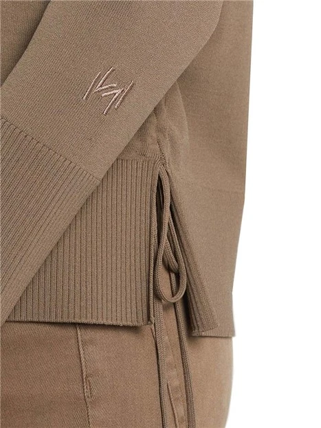 MAGLIA GIROCOLLO CON COULISSE REGOLABILE DONNA MARRONE