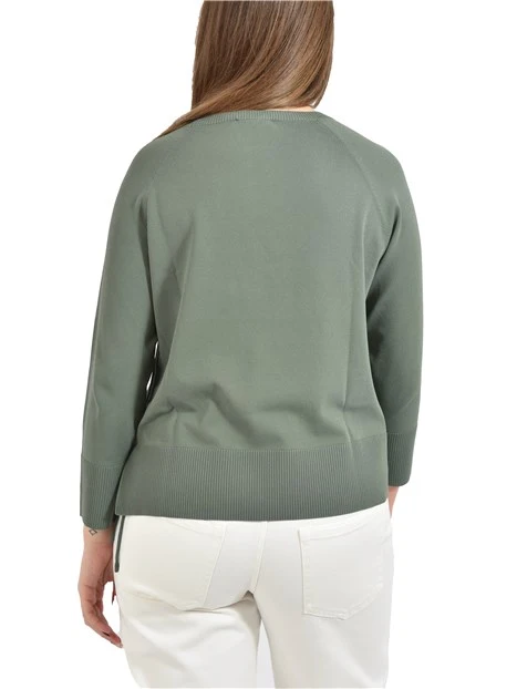 MAGLIA GIROCOLLO CON COULISSE REGOLABILE DONNA VERDE