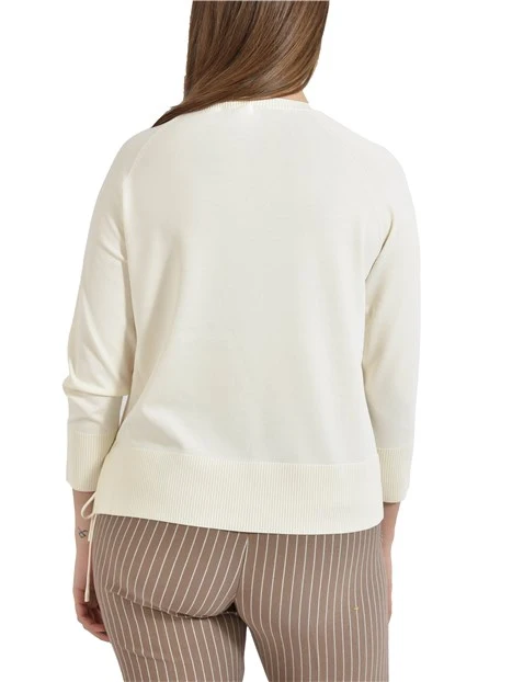 MAGLIA GIROCOLLO CON COULISSE REGOLABILE DONNA BIANCO