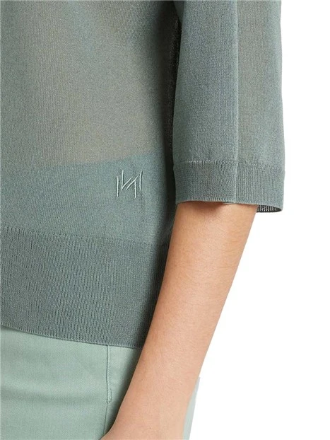 MAGLIA GIROCOLLO IN FILATO DI VISCOSA  EFFETTO TULLE LEGGERO DONNA VERDE