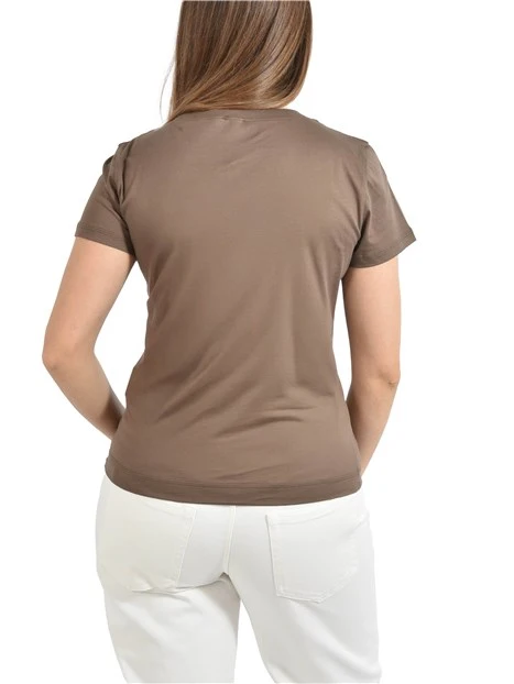 T- SHIRT MANICA CORTA IN JERSEY DI COTONE DONNA MARRONE