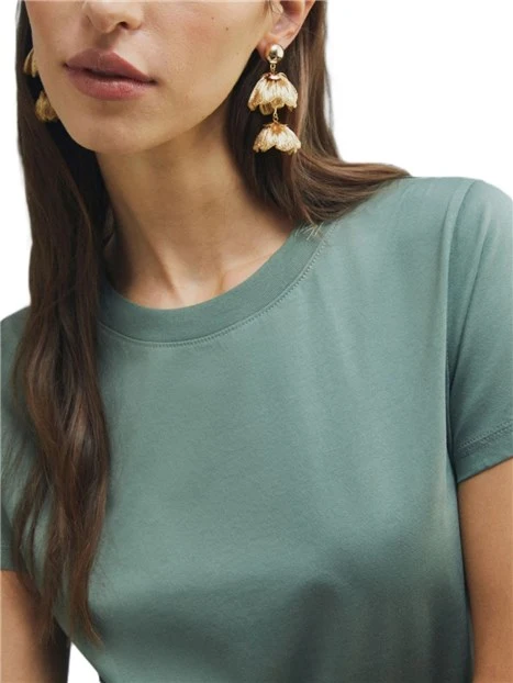T- SHIRT MANICA CORTA IN JERSEY DI COTONE DONNA VERDE