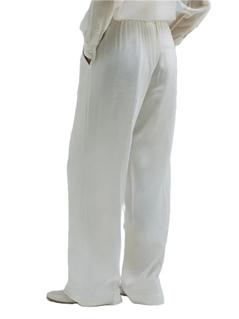 PANTALONI PALAZZO FLUIDI CON COULISSE DONNA BIANCO